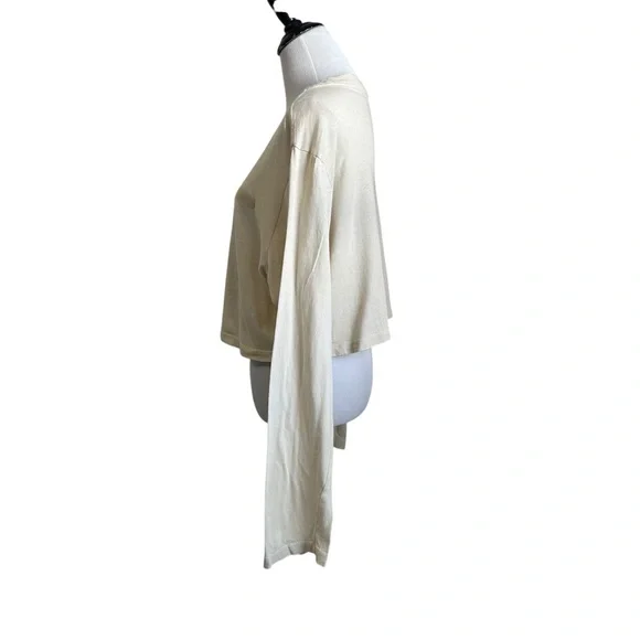 Set Active Womens Lot Of 2 Crop Long Sleeve T Shirt Sz Large Brown Tan Relaxed - Picture 14 of 16